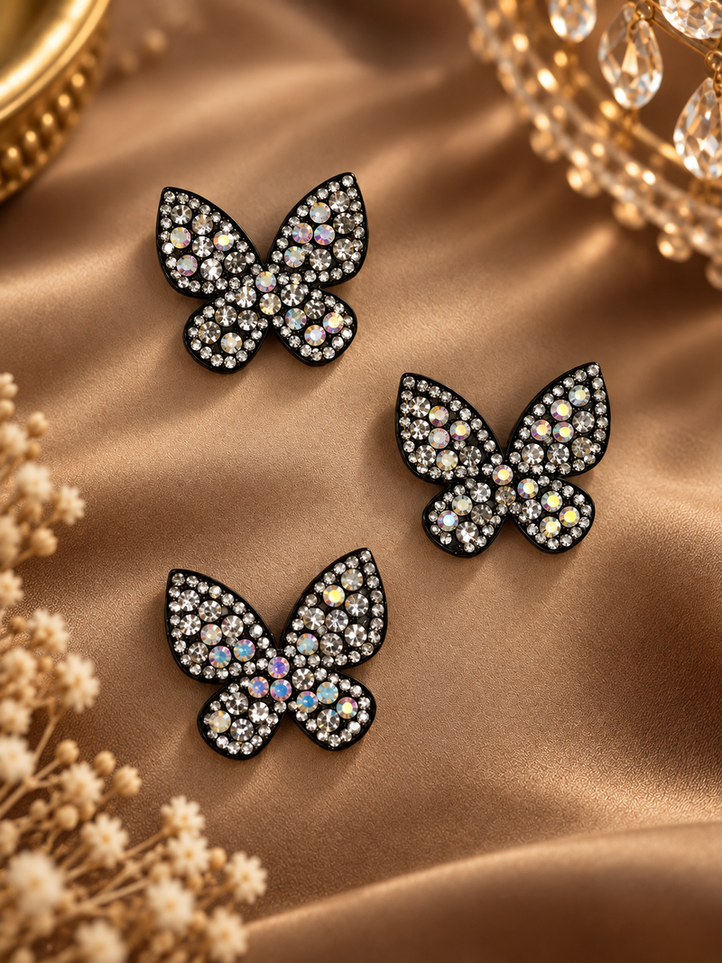 Rhinestone Butterfly Clip (set of 3)