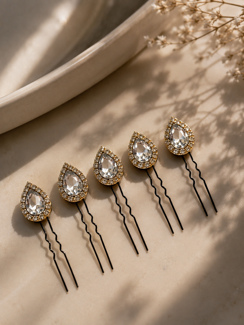Silver Leafy Pins (set of 5)