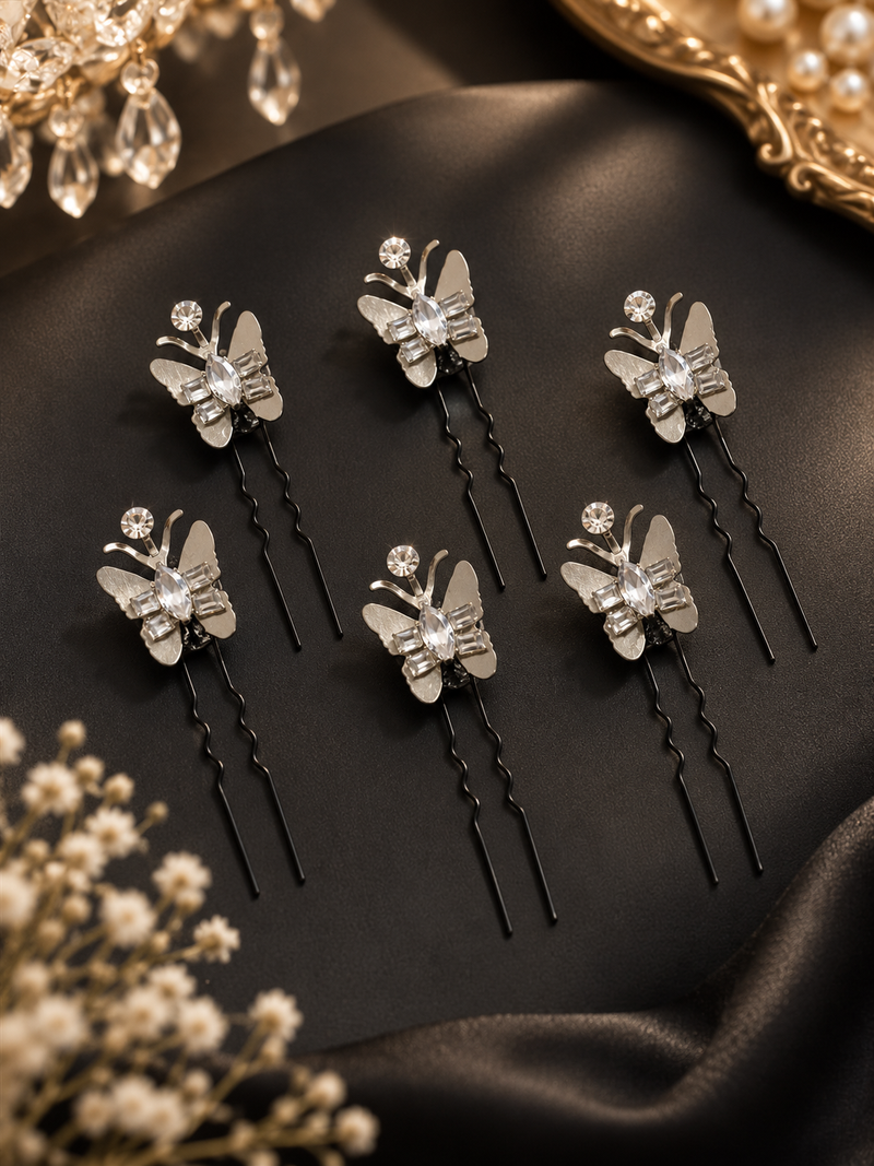 3D Metal Butterfly pins (set of 6)