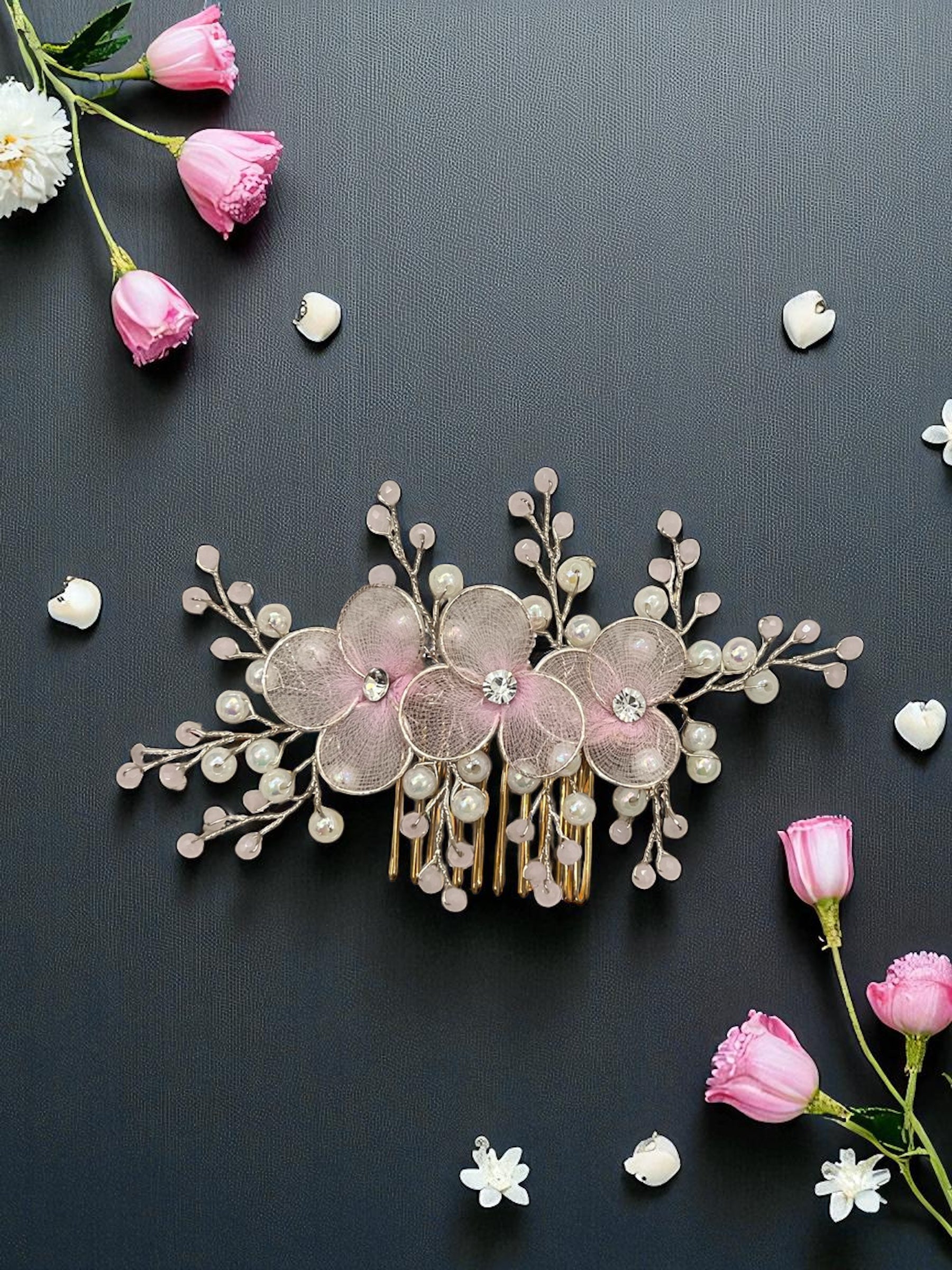 Blush Bloom Hair Comb