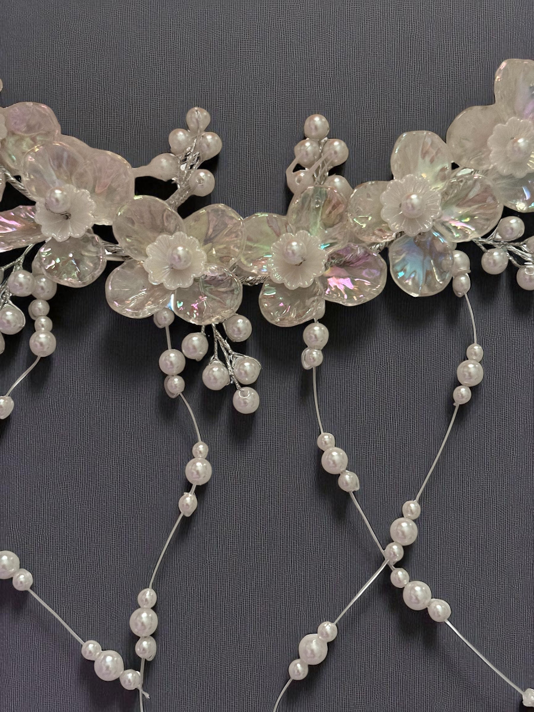 Feathery Pearl Cascade Crown