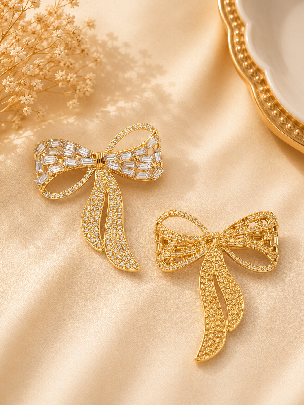 Crystal Bow Brooch (1pc)