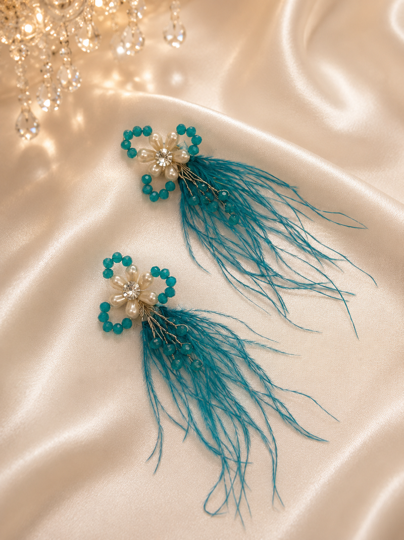 Feathery Floral pins (set of 2)