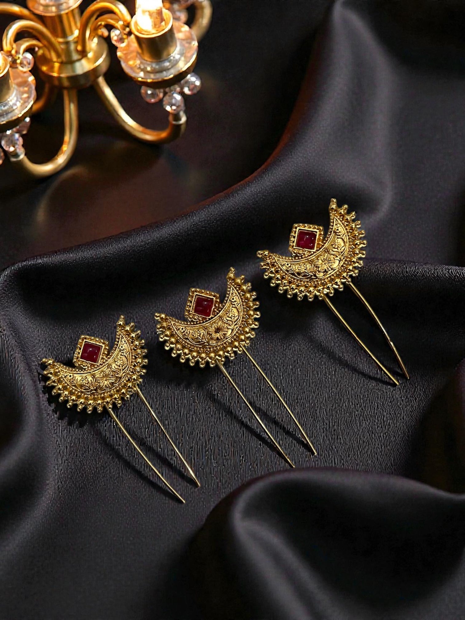 MoonFlame Temple Hair Pins (Set of 3)