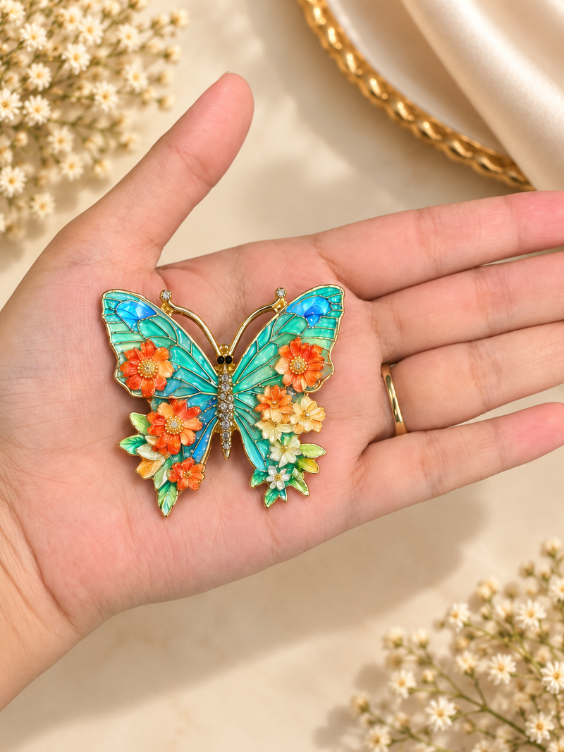 Floral Butterfly Brooch