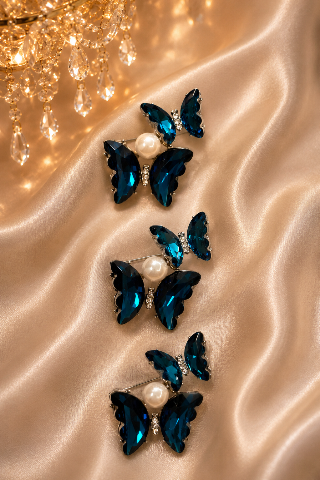 Butterfly Moonstone Brooches (set of 3)