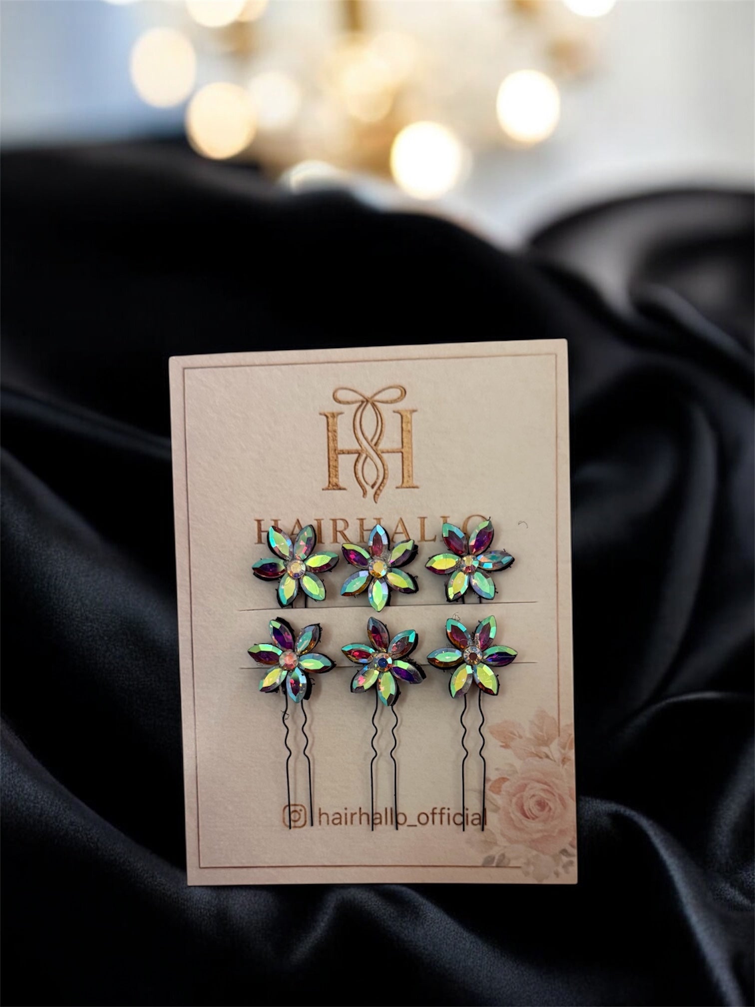 Floral Crystal pin (set of 6)