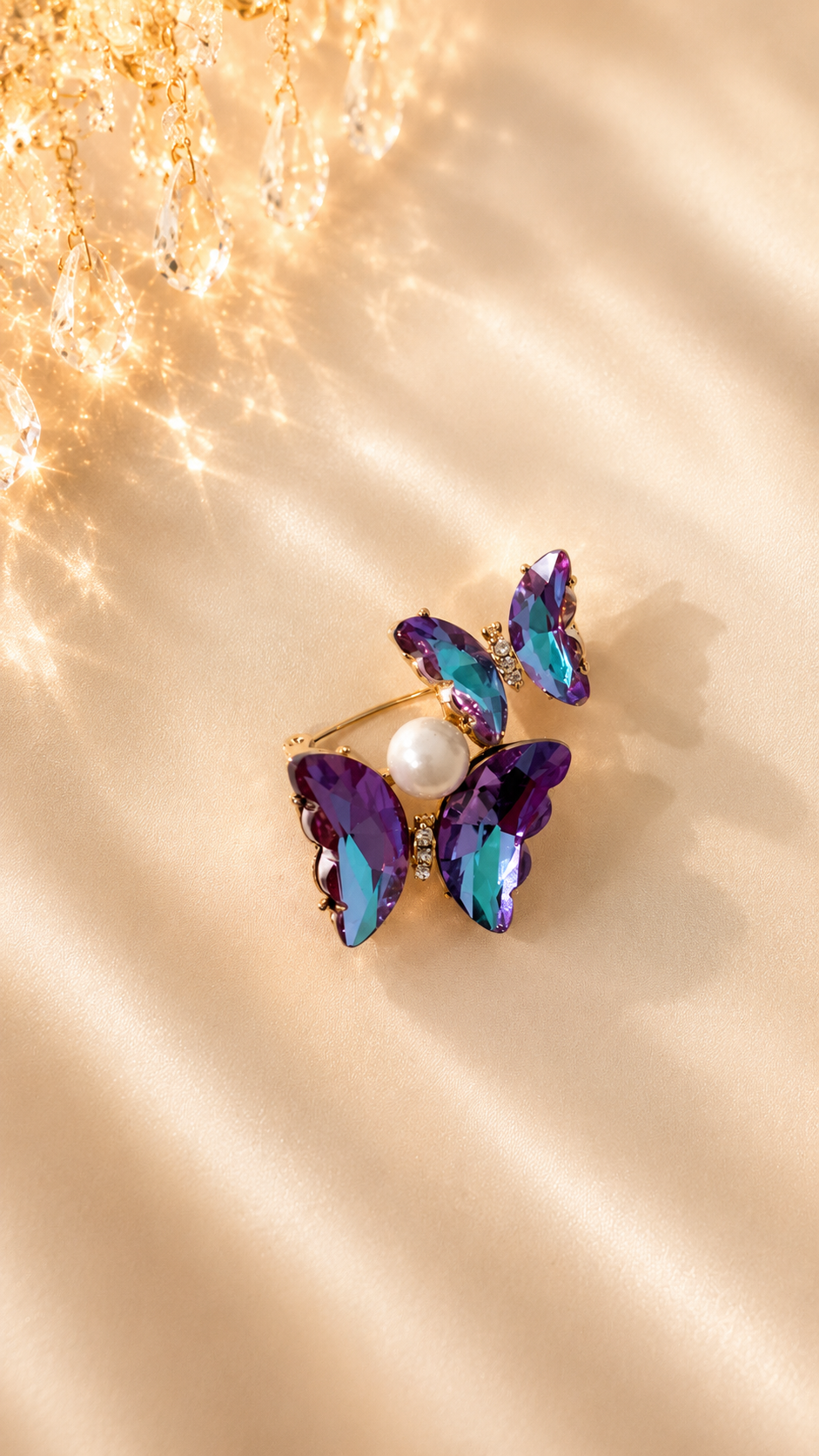 Butterfly Moonstone Brooches (set of 3)