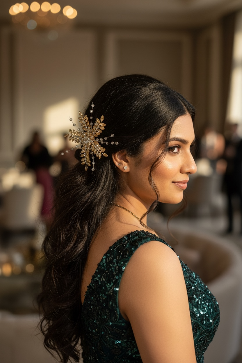 Rhinestone Floral Clip