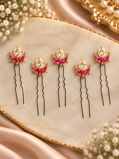 Diya kundan pins (set of 5)
