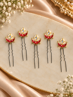 Diya kundan pins (set of 5)