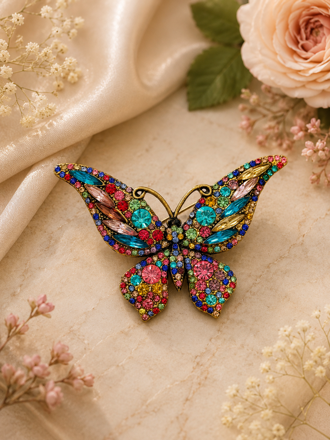 Rainbow butterfly brooch (1pc)