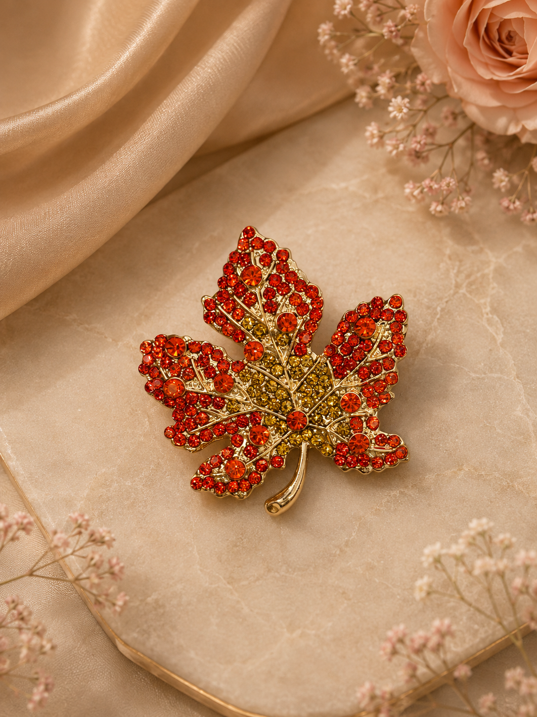 Orange Leafy brooch