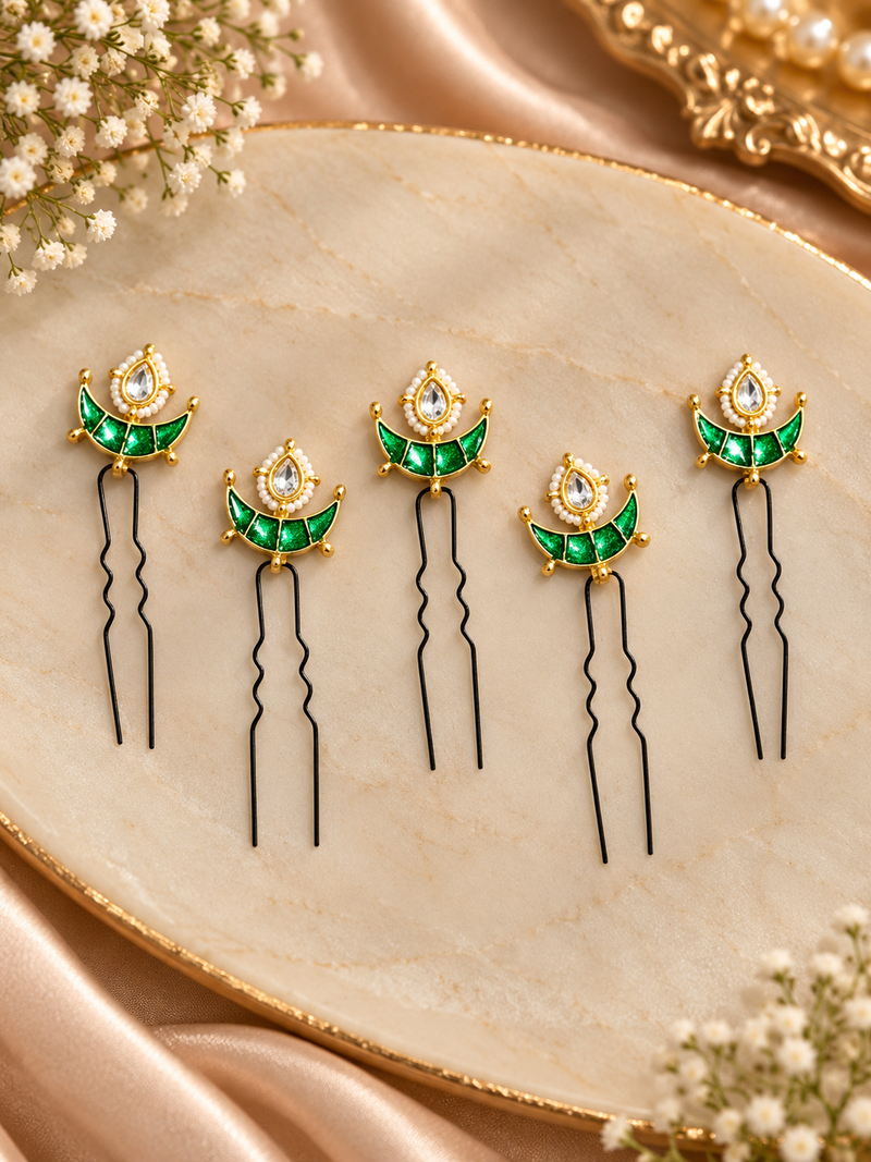Diya kundan pins (set of 5)