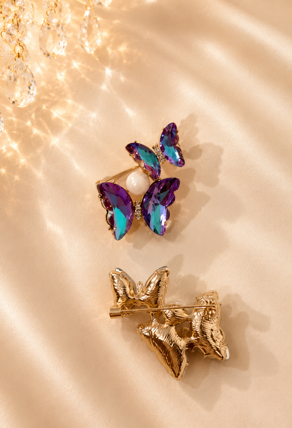 Butterfly Moonstone Brooches (set of 3)