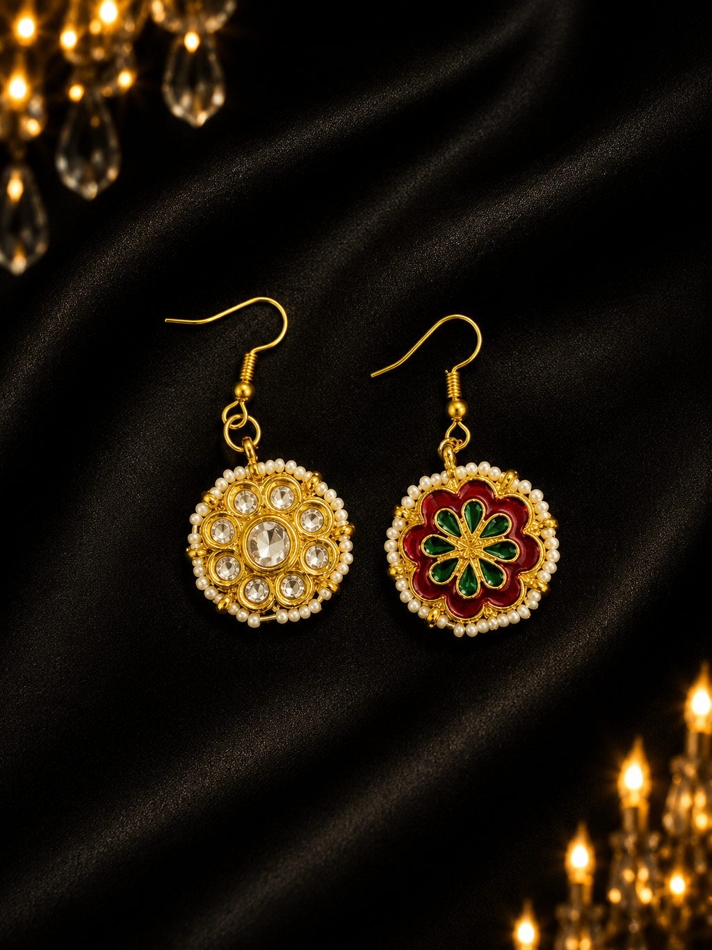 Kundan dual charms (set of 4-reversible)