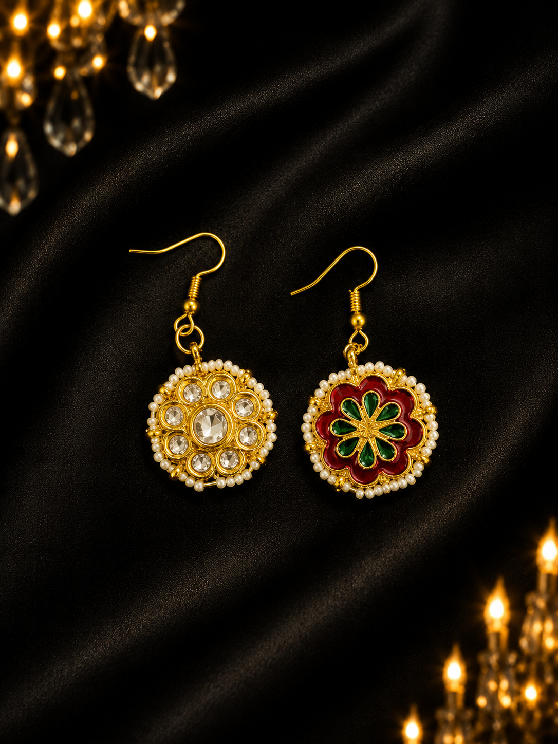 Kundan dual charms (set of 4-reversible)