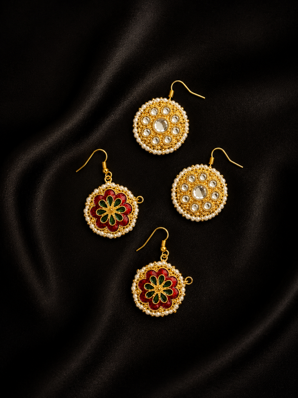 Kundan dual charms (set of 4-reversible)