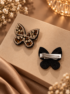 Rhinestone Butterfly Clip (set of 3)