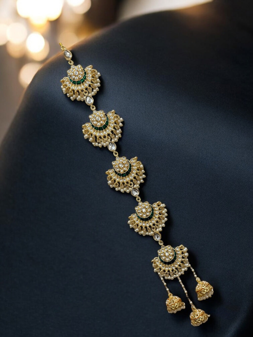Emerald Kundan Jhumar Braid