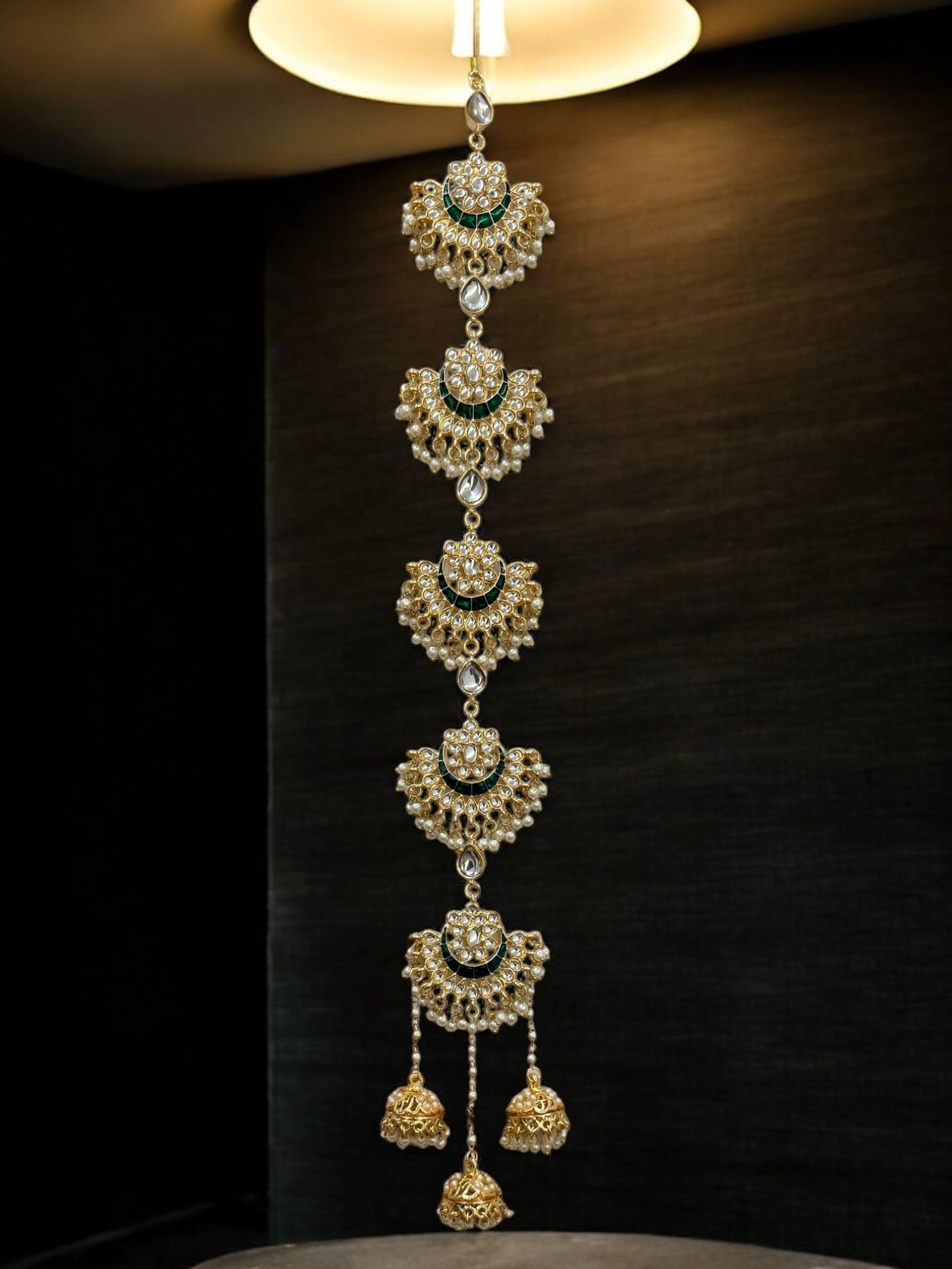 Emerald Kundan Jhumar Braid