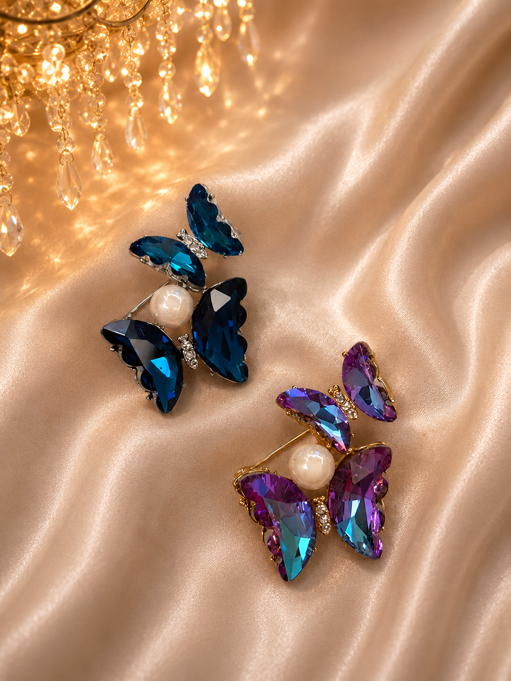 Butterfly Moonstone Brooches (set of 3)