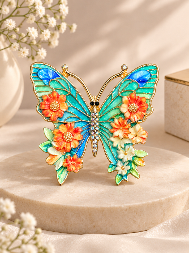 Floral Butterfly Brooch
