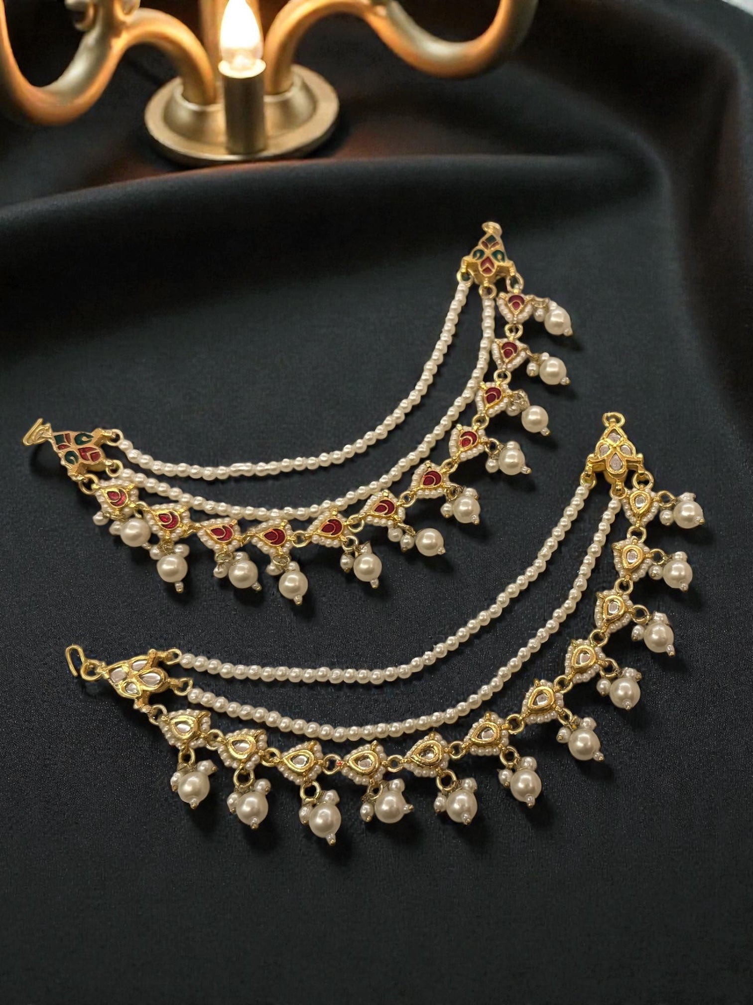 Rani Pearl dual tone ear chain