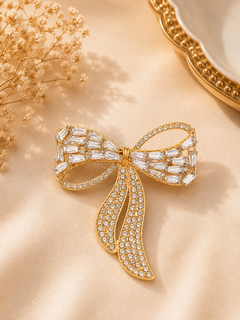 Crystal Bow Brooch (1pc)