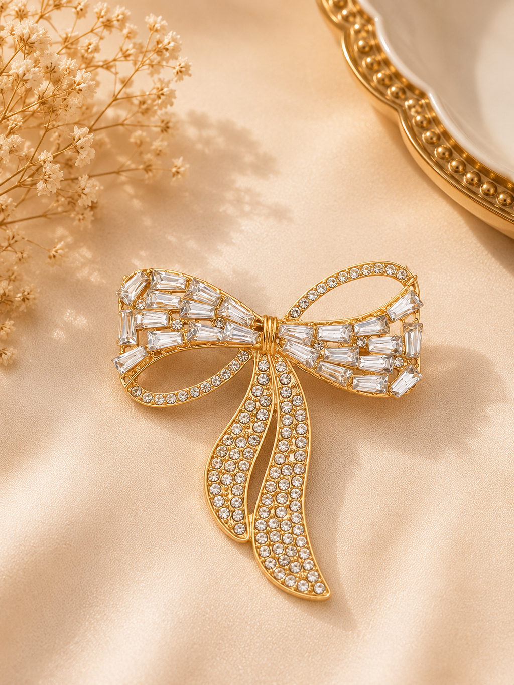 Crystal Bow Brooch (1pc)