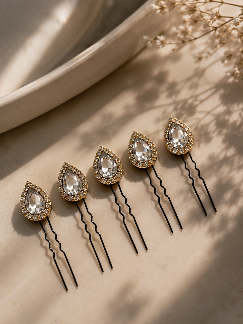 Silver Leafy Pins (set of 5)