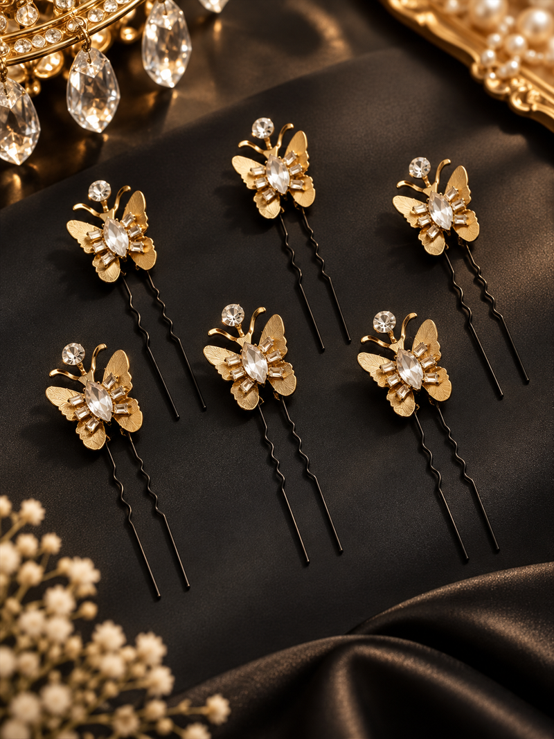 3D Metal Butterfly pins (set of 6)