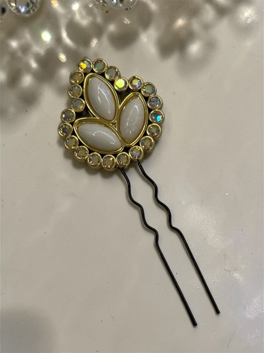 Rhinestone Leafy Pins (set of 4)