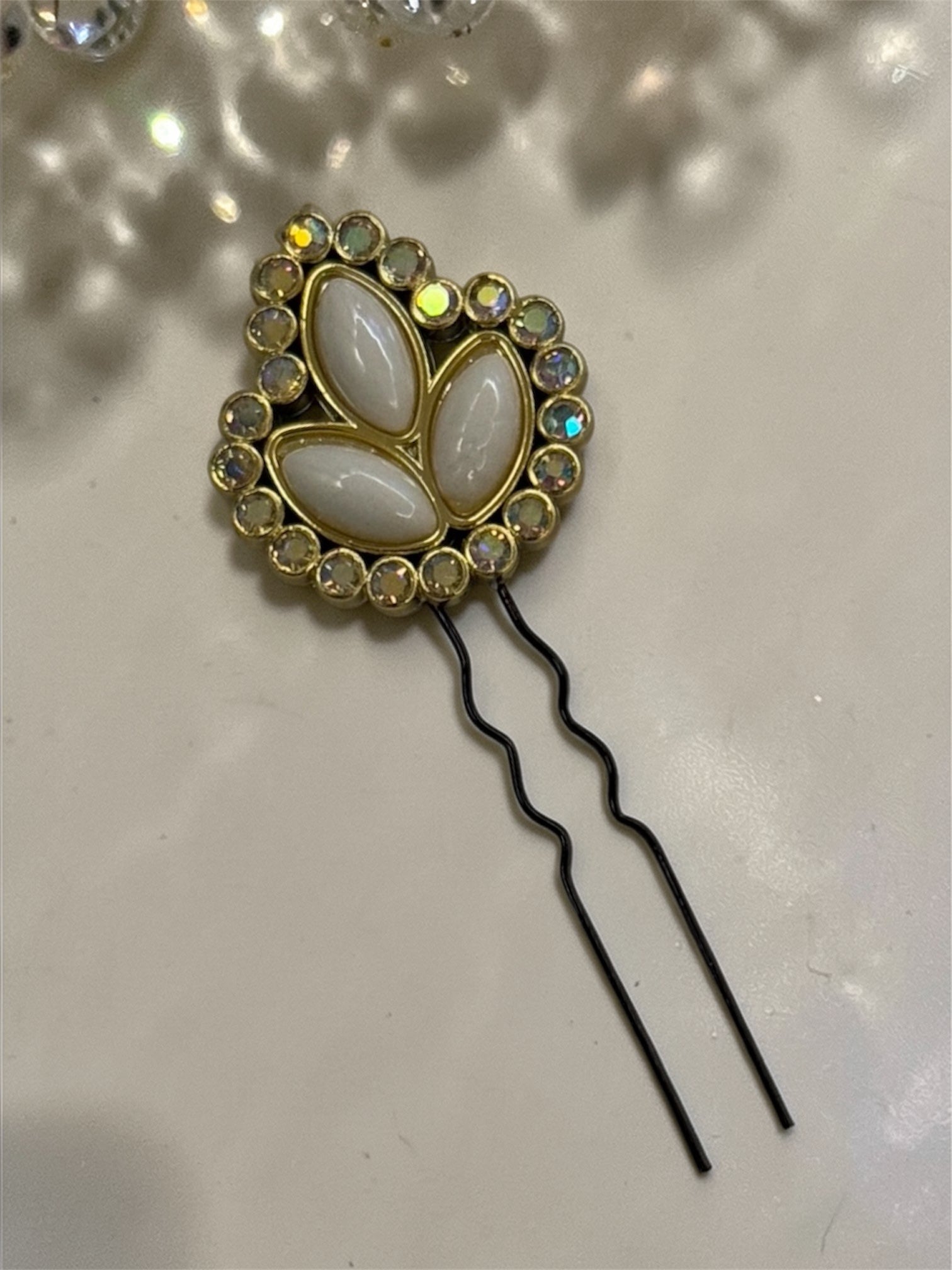 Rhinestone Leafy Pins (set of 4)