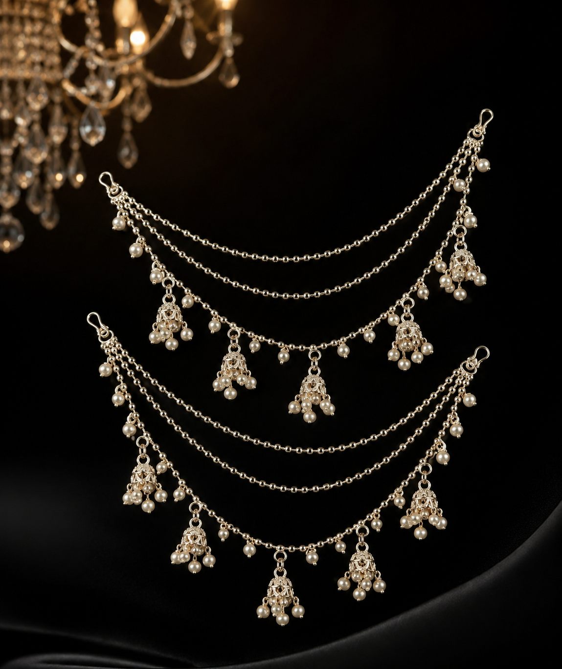 Beige Jhumka Earchain