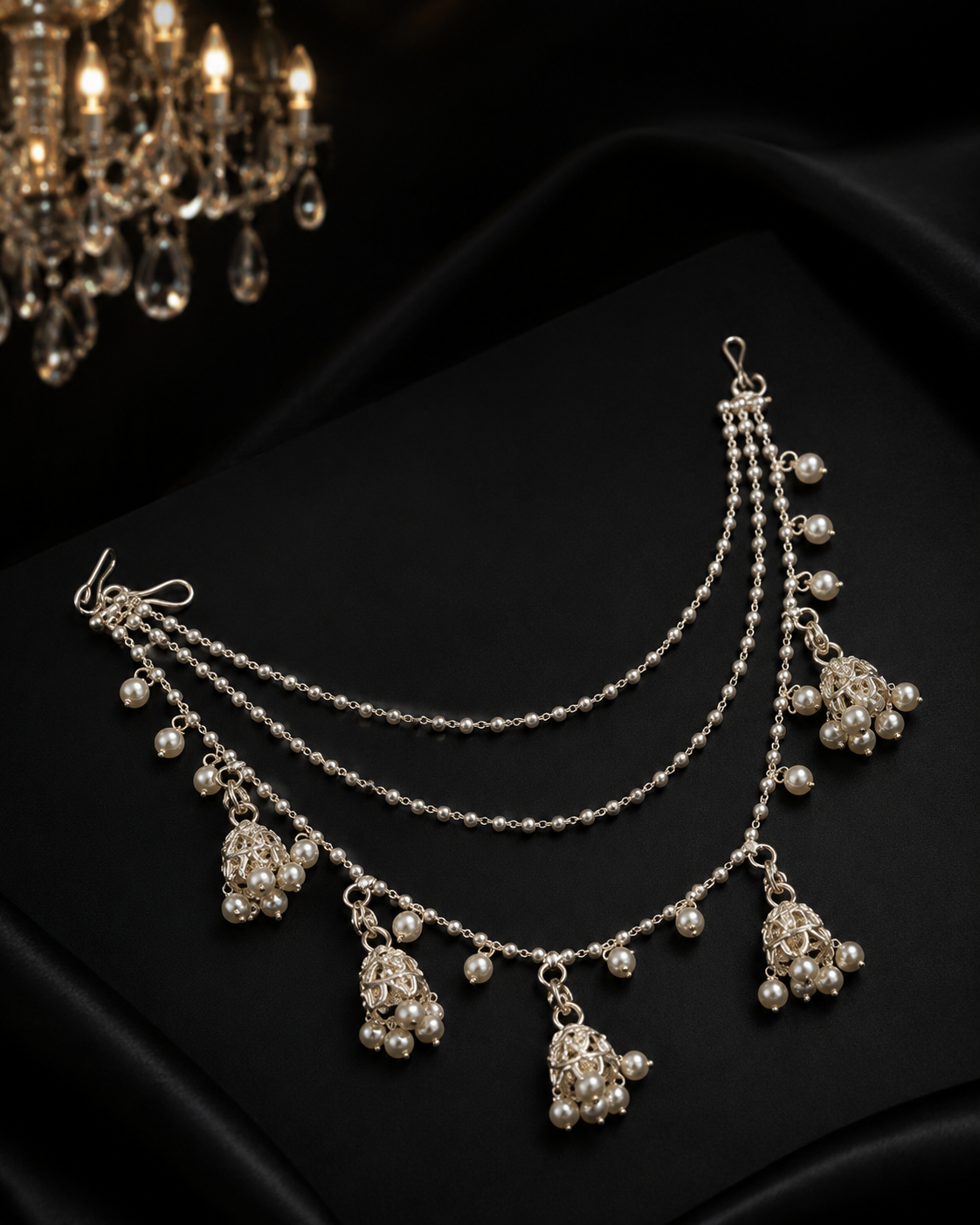 Beige Jhumka Earchain