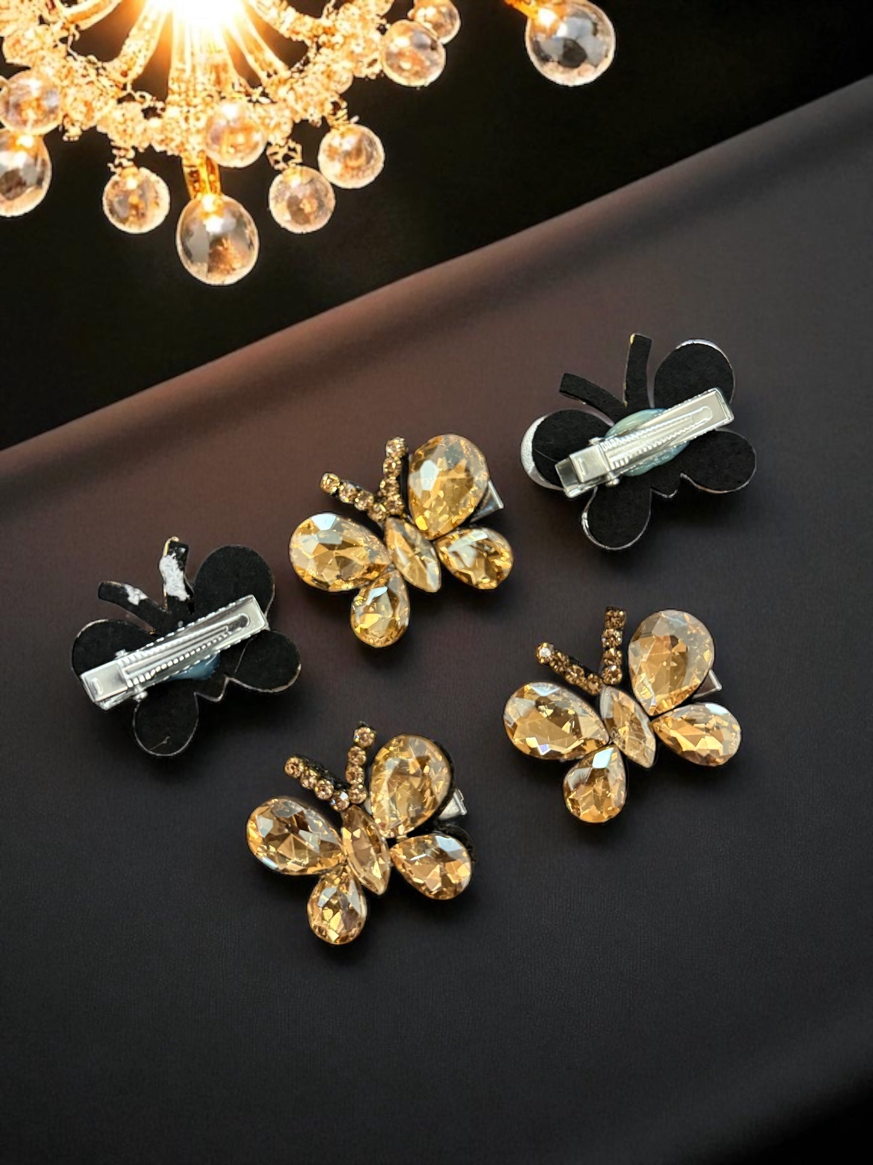 Gemstone Butterfly Hair Clips [Set of 5]