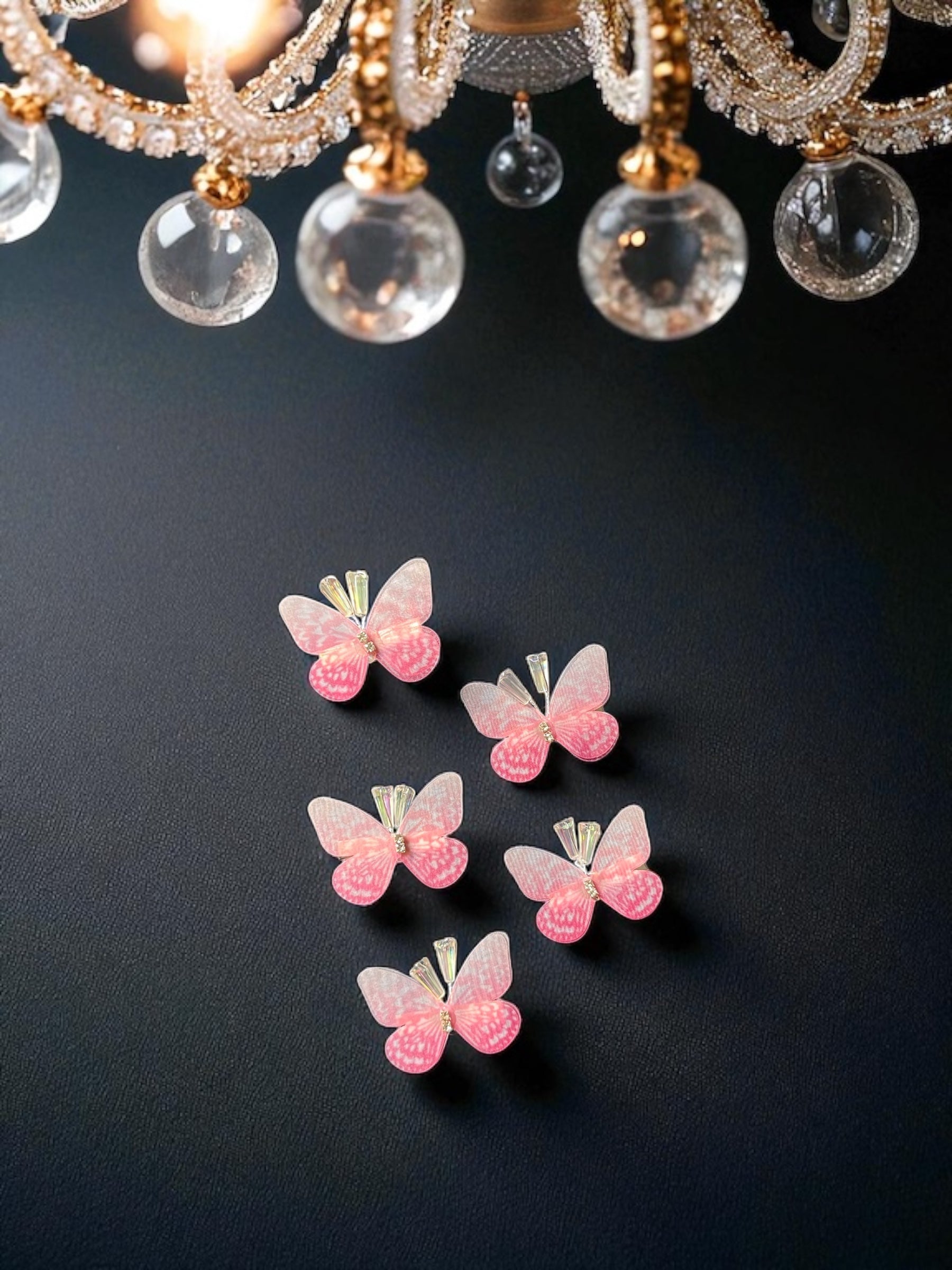 Pink Flutter Butterfly Clips [Set of 5]