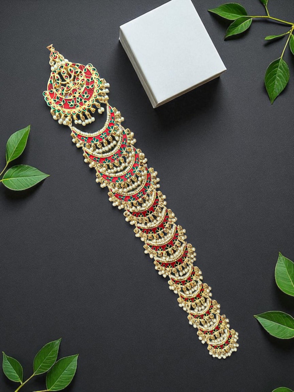 2-in-1 Kundan Bridal Braid – Gold & Meenakari [reversible]
