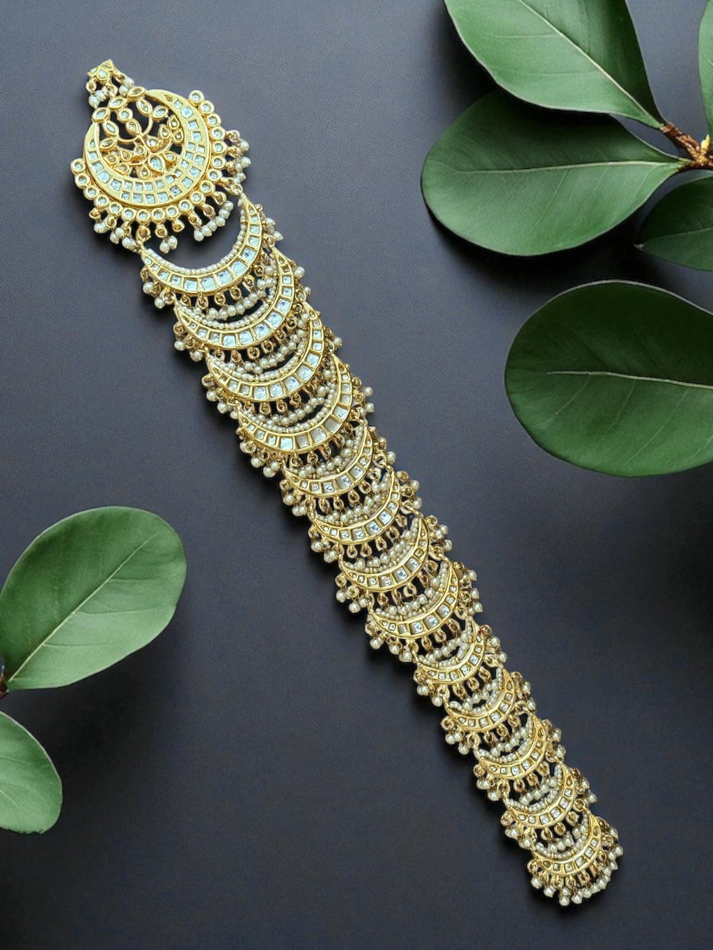 2-in-1 Kundan Bridal Braid – Gold & Meenakari [reversible]