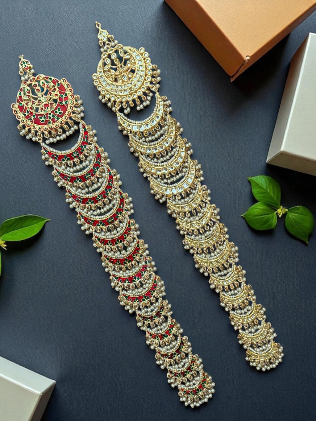 2-in-1 Kundan Bridal Braid – Gold & Meenakari [reversible]