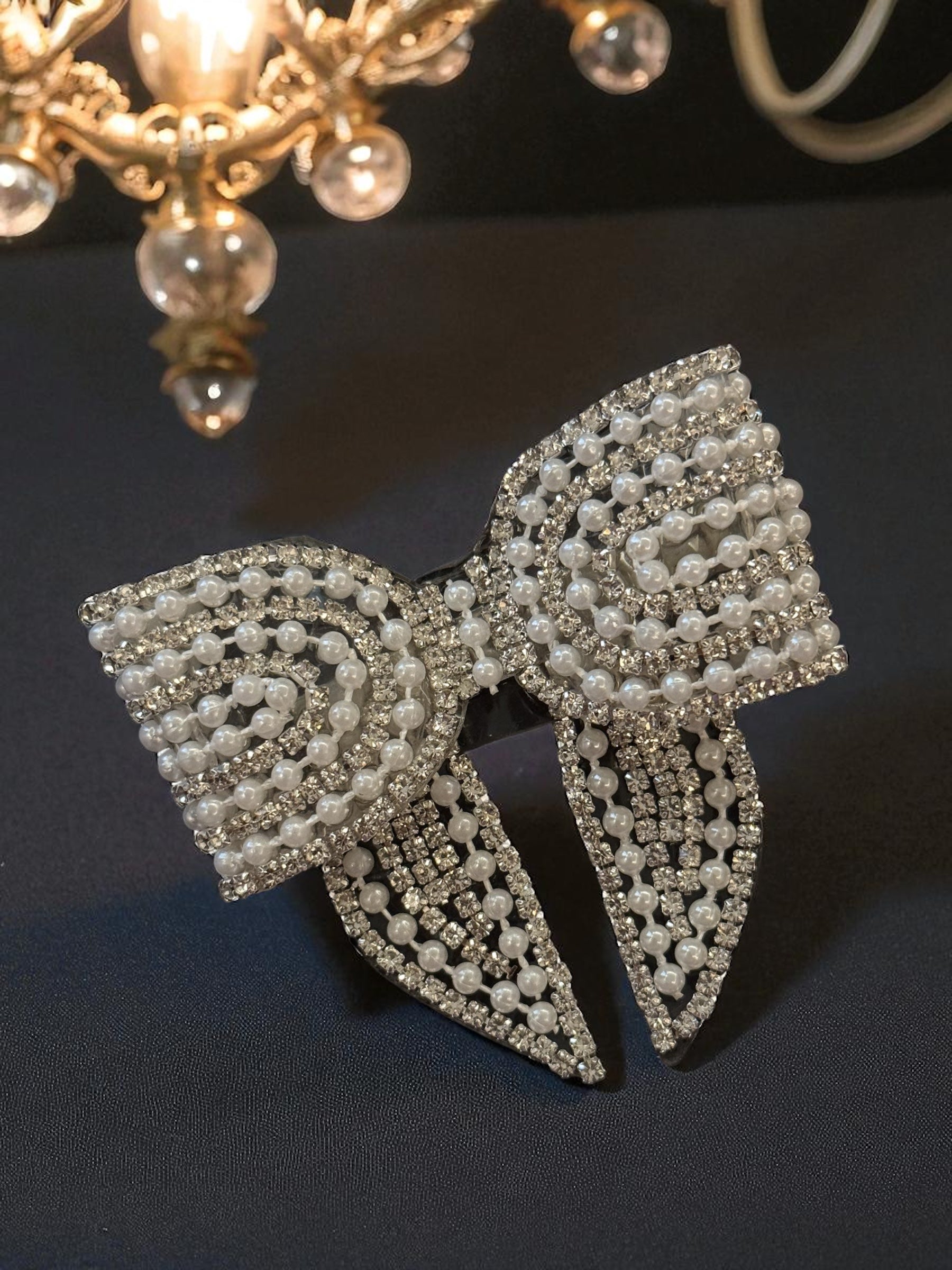 Pearl Embellished Bow Hair Clips