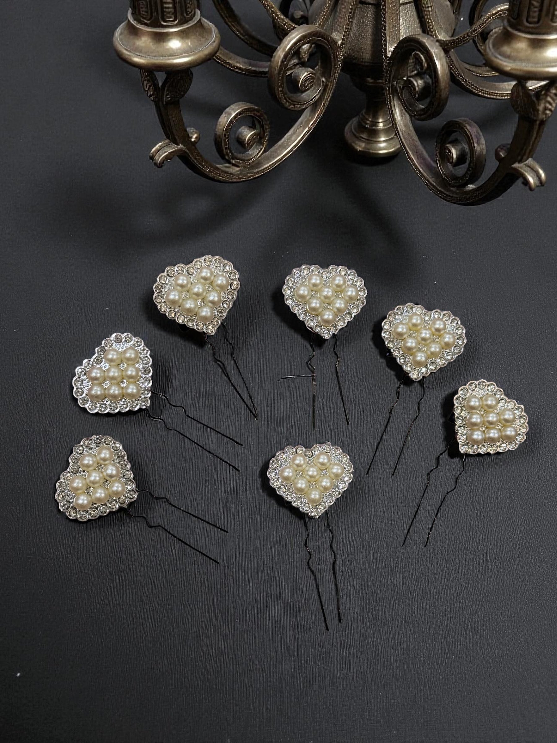 Pearly Heart Pin [set of 7]