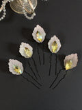 Grey Leafy Pins [set of 5]
