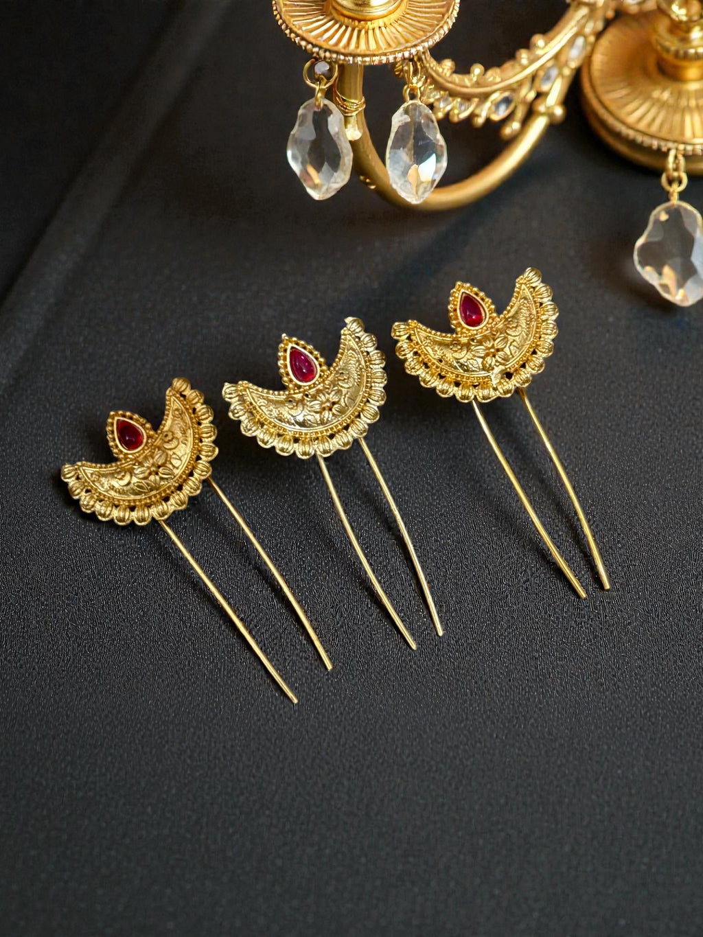 MoonFlame Temple Hair Pins (Set of 3)