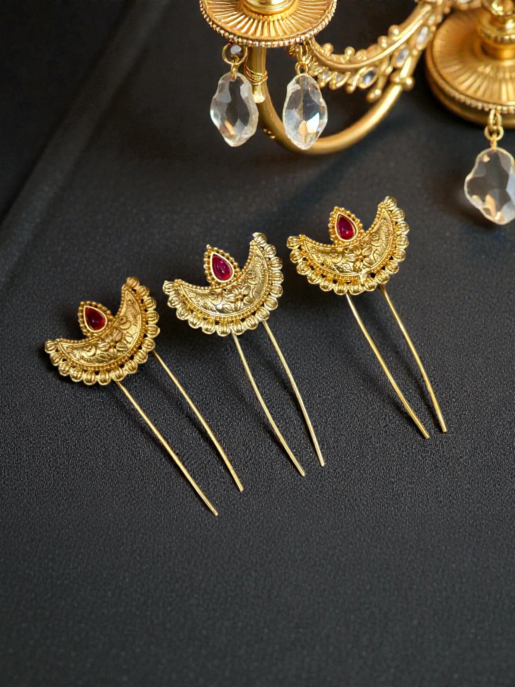 MoonFlame Temple Hair Pins (Set of 3)