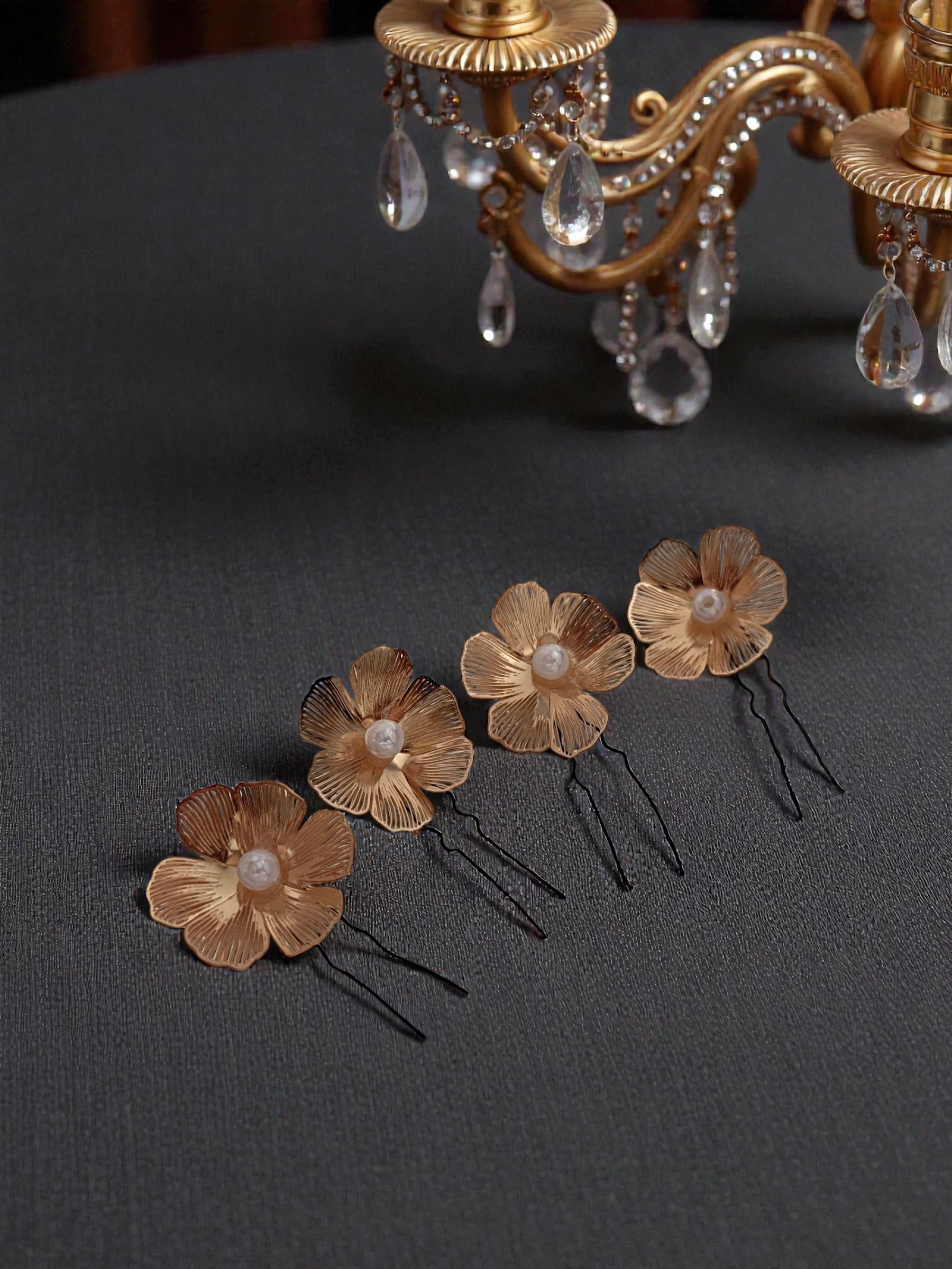 Halo Flower Hair Pins [set of 4]