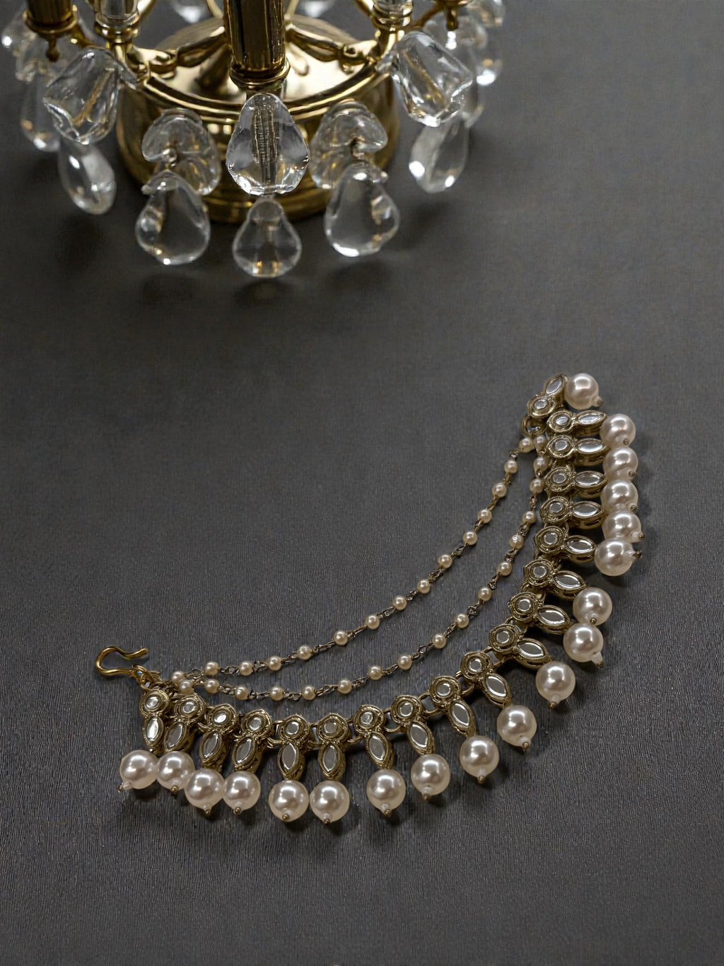 Afsana Kundan Pearl Ear Chain