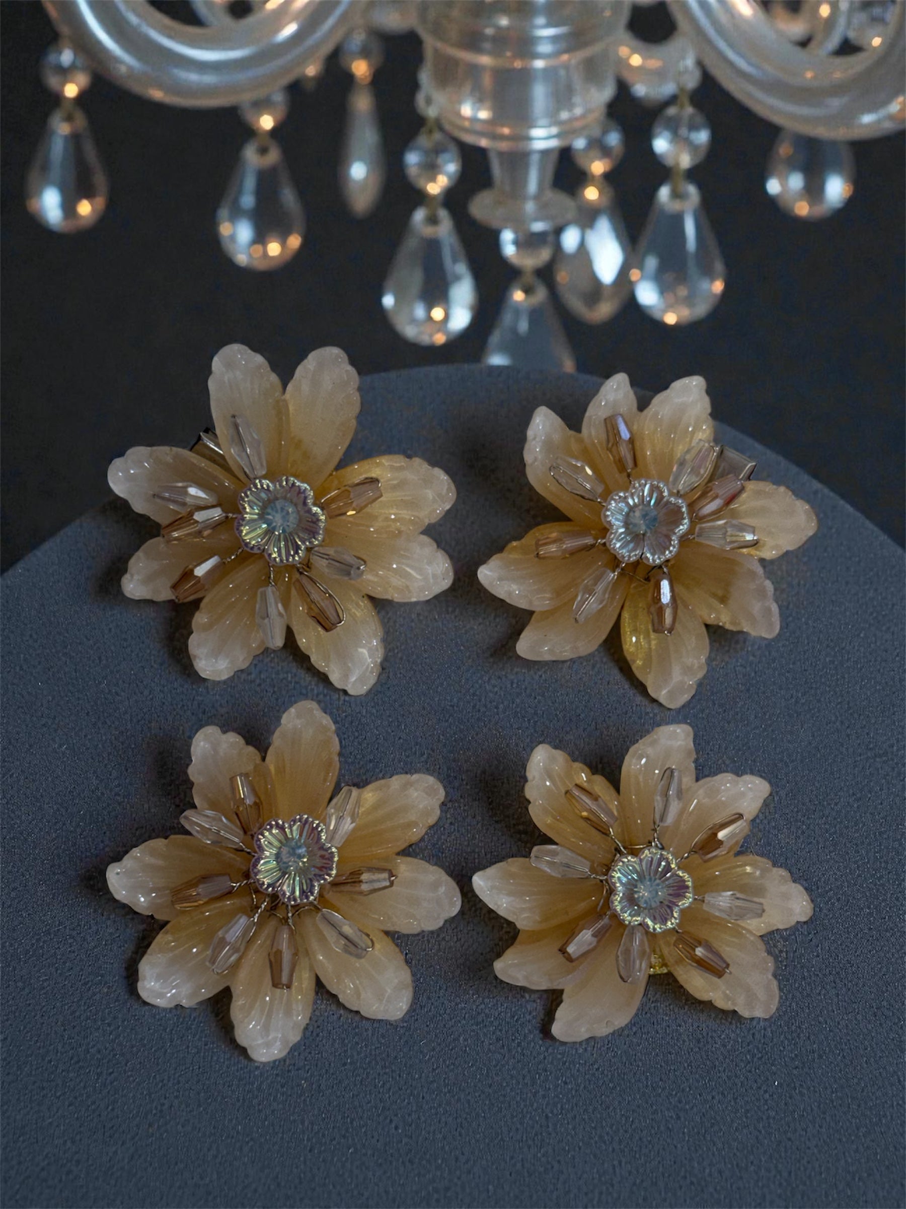 Golden Dewdrop Flower Clips [set of 4]